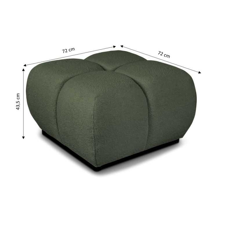 Pouf TASCA tissu bouclette vert kaki