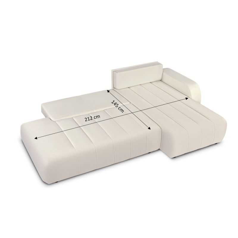 Canapé d'angle droit convertible BELEM 4/5 places tissu chenille écru