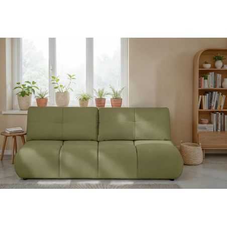 Canapé droit convertible TASCA 3 places tissu bouclette vert olive