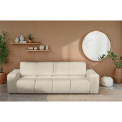 Canapé droit convertible SORELLA 3 places tissu chenille grège