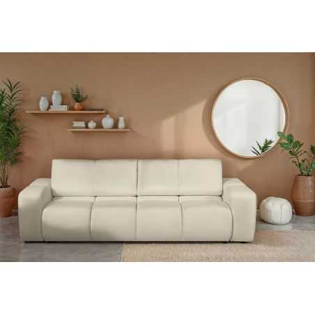 Canapé droit convertible SORELLA 3 places tissu chenille grège