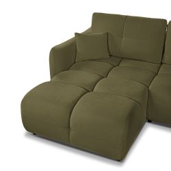 Canapé d'angle convertible et réversible COMO 4 places tissu chenille vert kaki