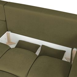 Canapé d'angle convertible et réversible COMO 4 places tissu chenille vert kaki
