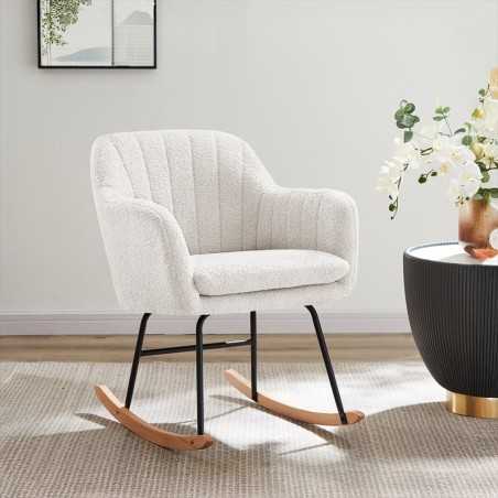 Fauteuil à bascule ELSA en bouclette blanche