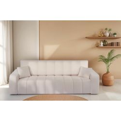 Canapé droit convertible BELEM 3 places tissu chenille grège