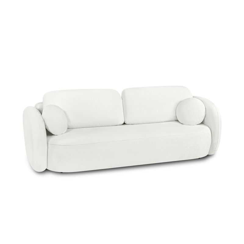 Canapé droit convertible CARLOTTA 3 places tissu chenille écru