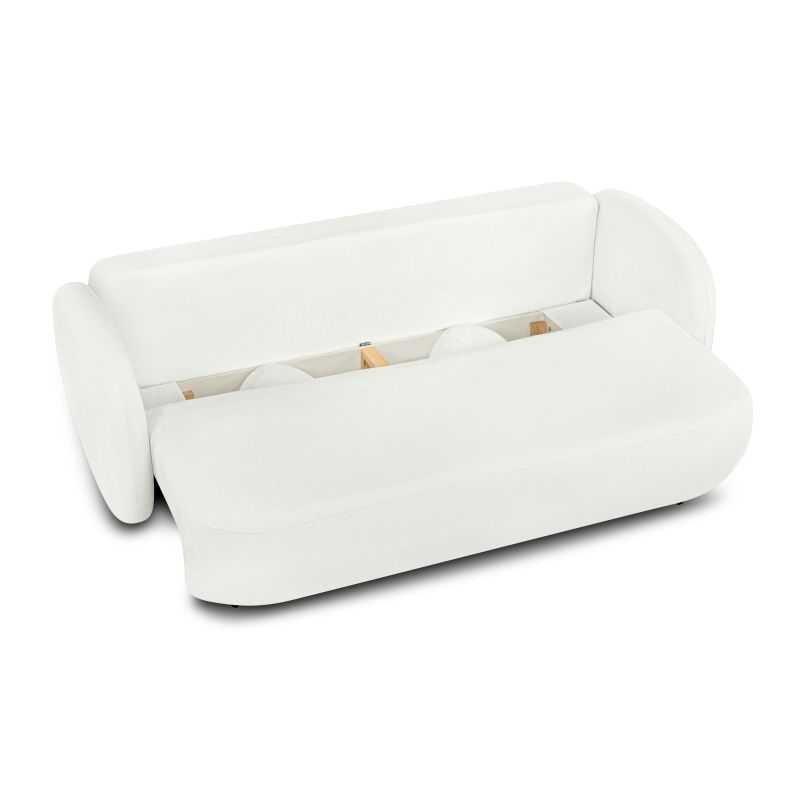 Canapé droit convertible CARLOTTA 3 places tissu chenille écru