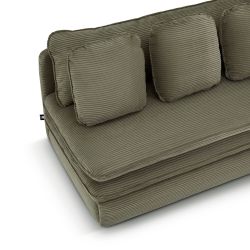 Banquette convertible NOMA 3 places velours côtelé vert