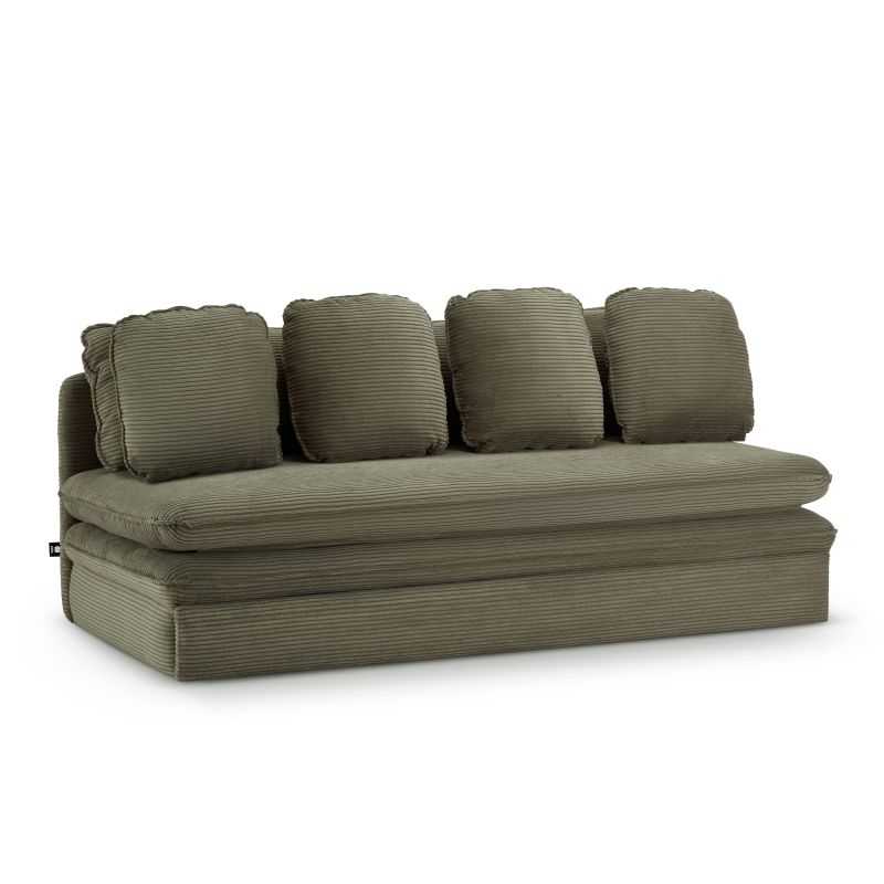 Banquette convertible NOMA 3 places velours côtelé vert