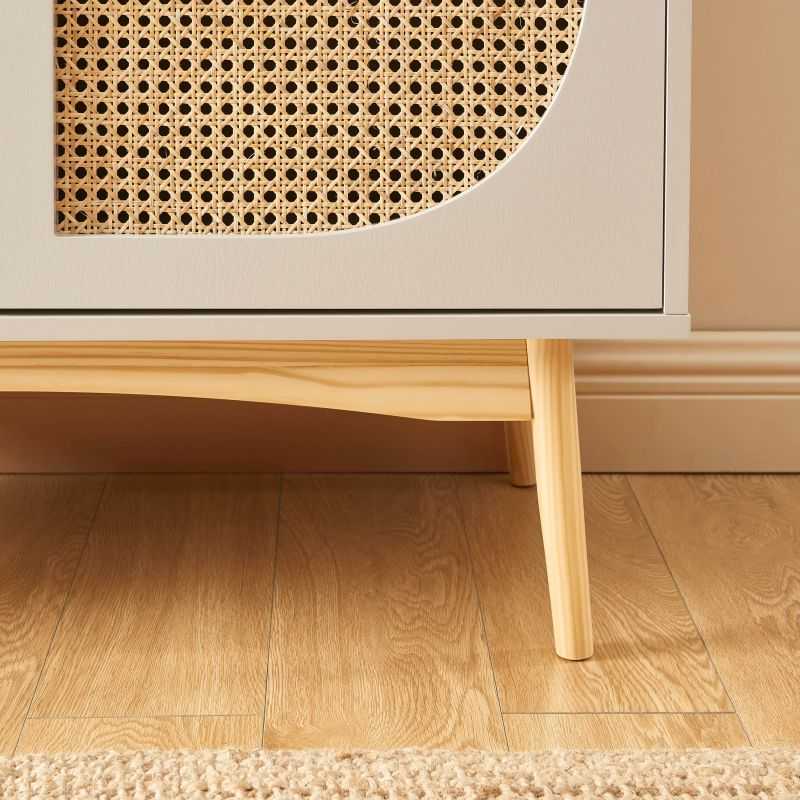 Buffet SIXTINE cannage rotin et gris perle 2 portes 90cm