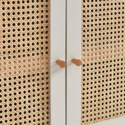 Buffet SIXTINE cannage rotin et gris perle 2 portes 90cm