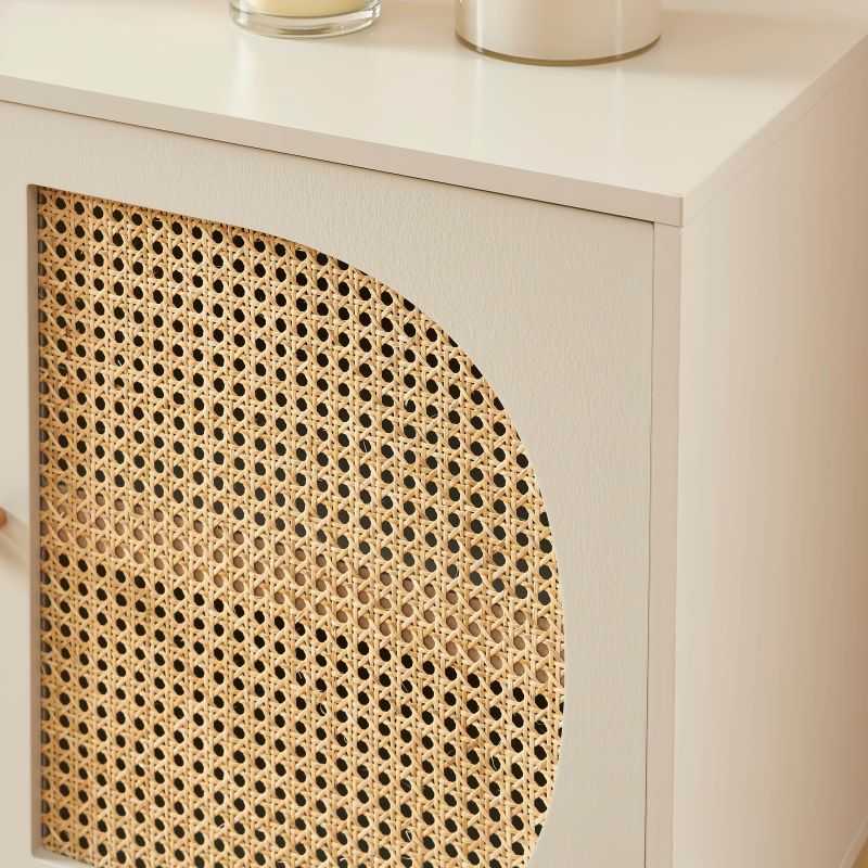 Buffet SIXTINE cannage rotin et gris perle 2 portes 90cm