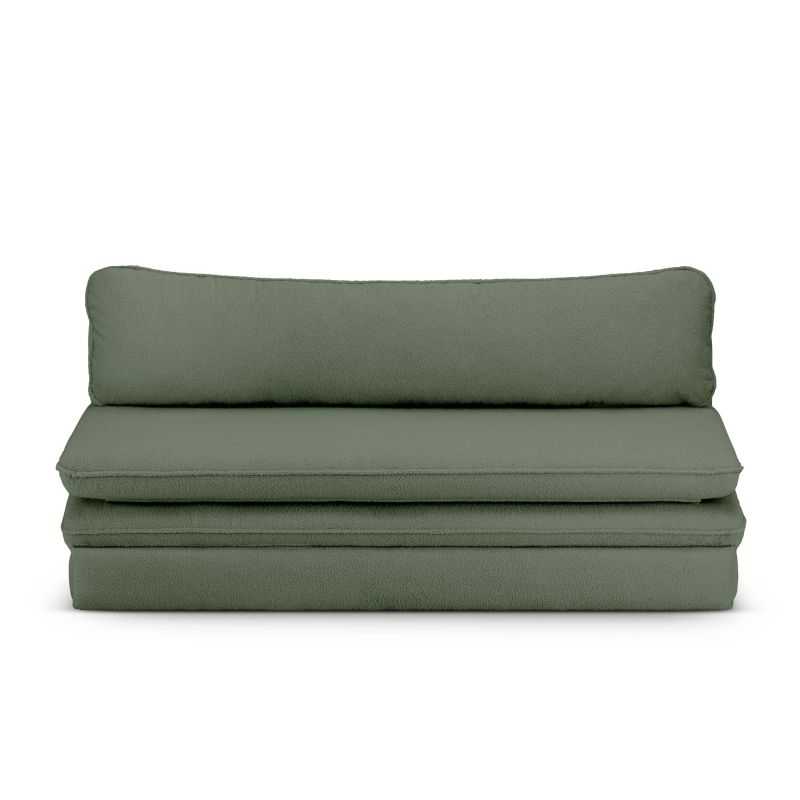 Banquette convertible NOMA 3 places tissu bouclette vert kaki