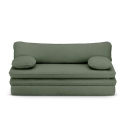 Banquette convertible NOMA 3 places tissu bouclette vert kaki