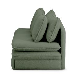 Banquette convertible NOMA 3 places tissu bouclette vert kaki
