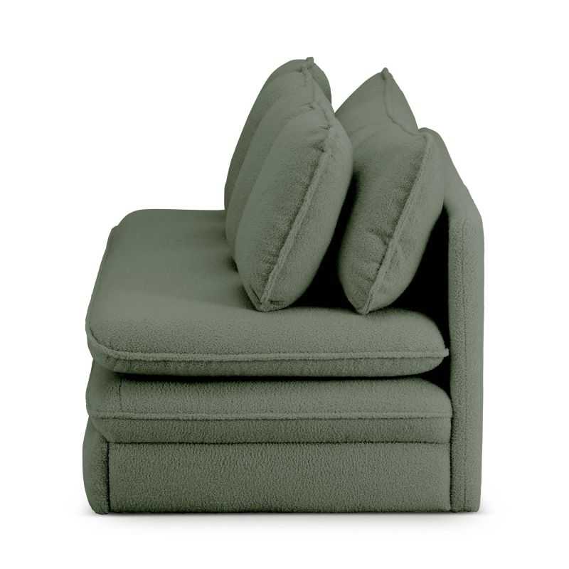 Banquette convertible NOMA 3 places tissu bouclette vert kaki