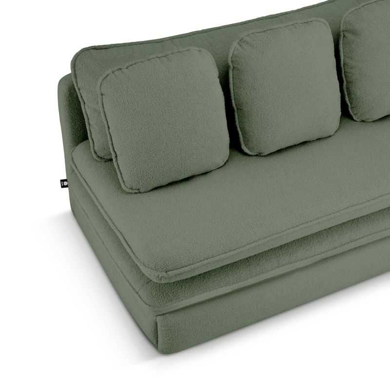 Banquette convertible NOMA 3 places tissu bouclette vert kaki
