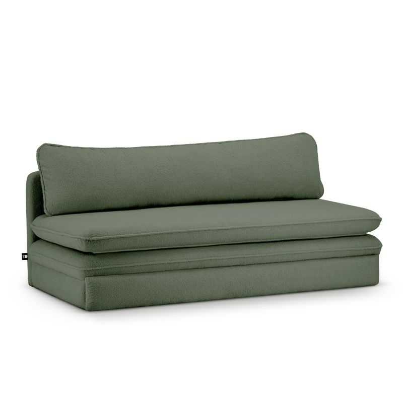 Banquette convertible NOMA 3 places tissu bouclette vert kaki