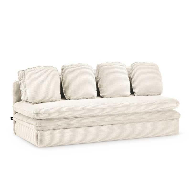Banquette convertible NOMA 3 places velours côtelé écru