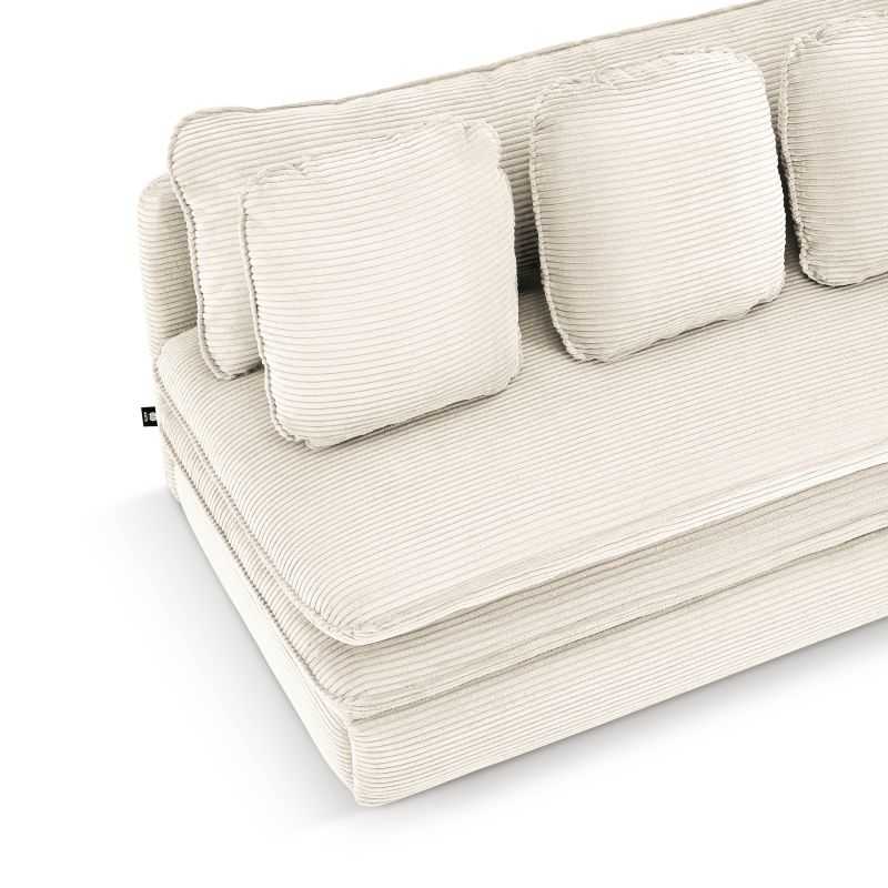 Banquette convertible NOMA 3 places velours côtelé écru