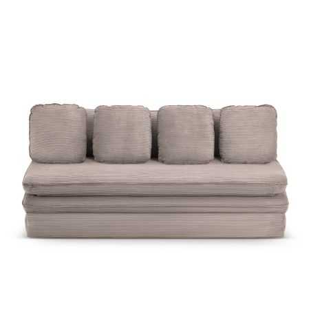 Banquette convertible NOMA 3 places velours côtelé grège