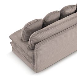Banquette convertible NOMA 3 places velours côtelé grège