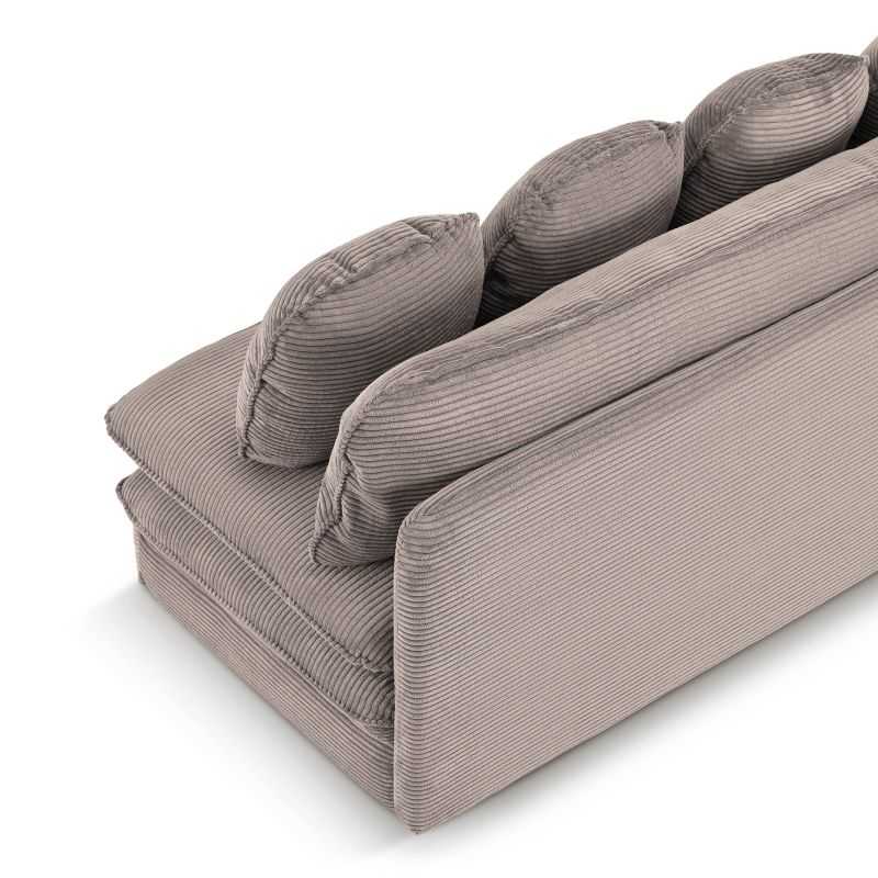 Banquette convertible NOMA 3 places velours côtelé grège