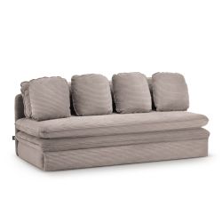Banquette convertible NOMA 3 places velours côtelé grège