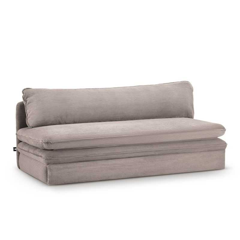 Banquette convertible NOMA 3 places velours côtelé grège