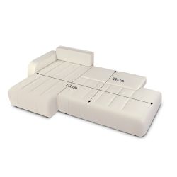 Canapé d'angle gauche convertible BELEM 4/5 places tissu chenille écru