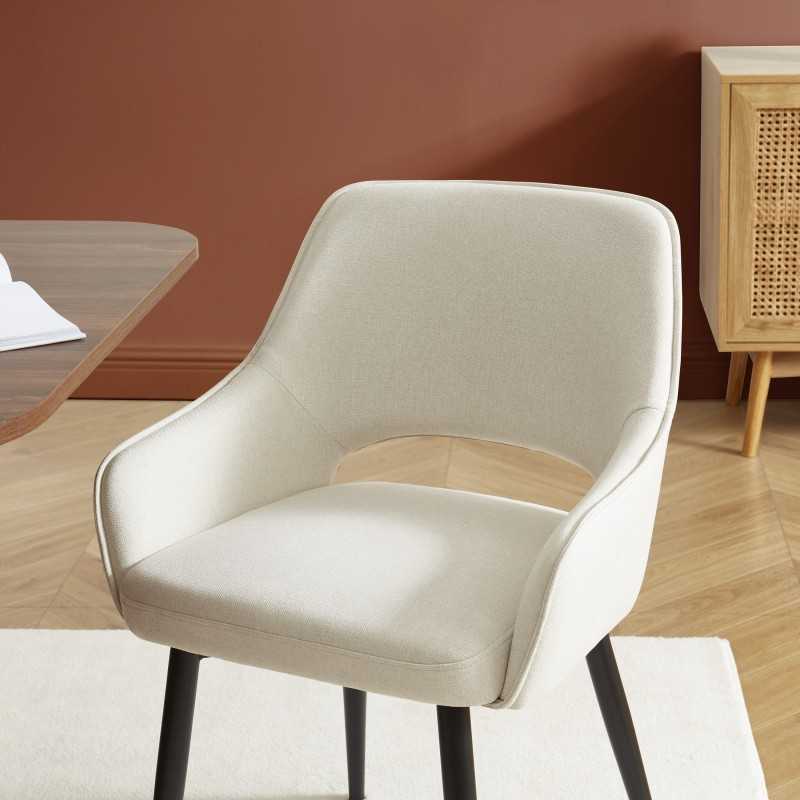 Lot de 2 fauteuils UNNI tissu beige pieds métal noir