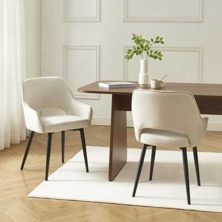 Lot de 2 fauteuils UNNI tissu beige pieds métal noir