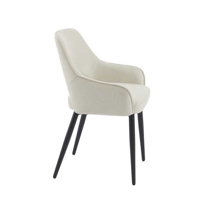 Lot de 2 fauteuils UNNI tissu beige pieds métal noir