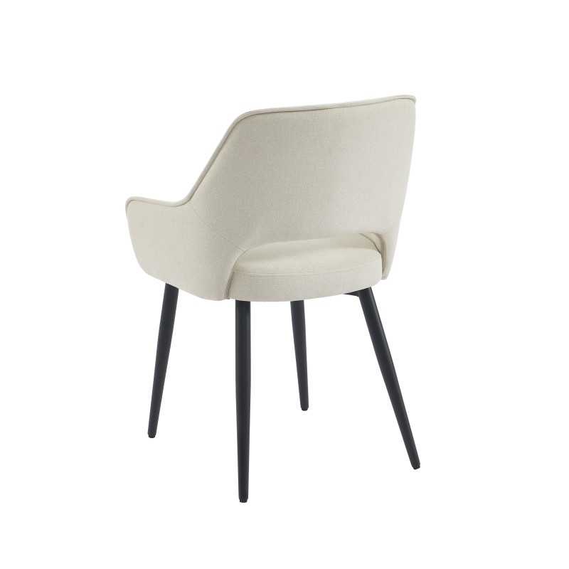 Lot de 2 fauteuils UNNI tissu beige pieds métal noir