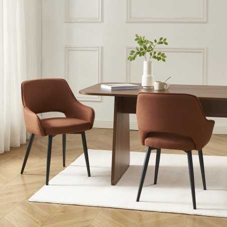 Lot de 2 fauteuils UNNI tissu terracotta pieds métal noir