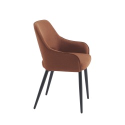 Lot de 2 fauteuils UNNI tissu terracotta pieds métal noir