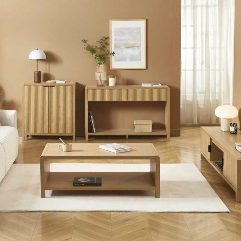 Console UTICA effet chêne 2 tiroirs 120cm