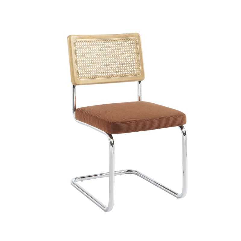 Lot de 2 chaises ELLA cannage velours côtelé terracotta