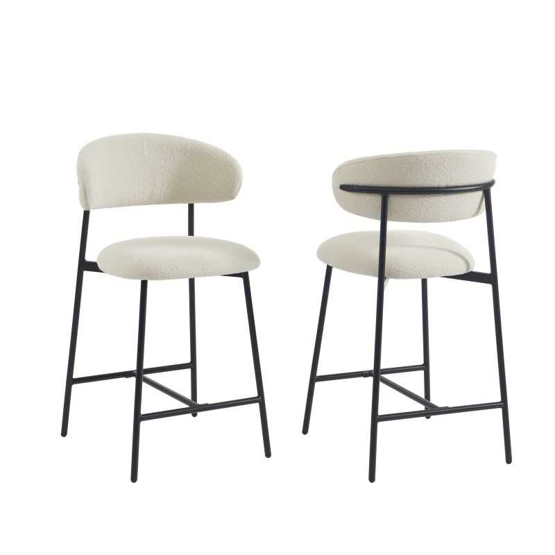 Lot de 2 tabourets GALLY tissu beige