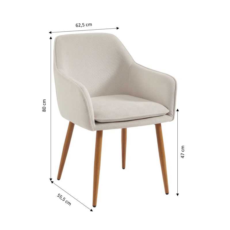 Lot de 2 fauteuils KALLItissu écru pieds métal finition bois
