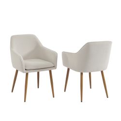 Lot de 2 fauteuils KALLItissu écru pieds métal finition bois