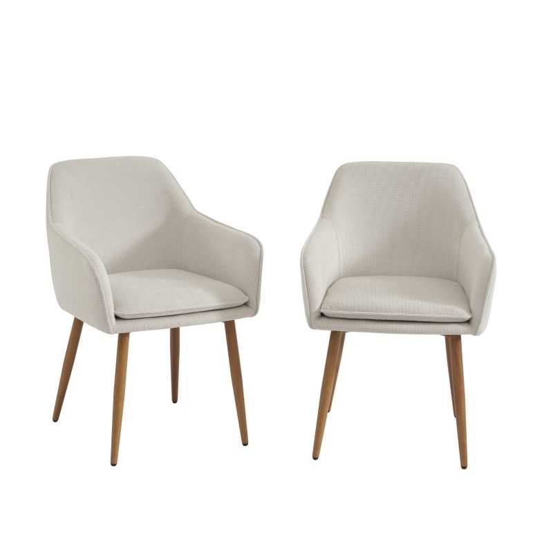 Lot de 2 fauteuils KALLItissu écru pieds métal finition bois