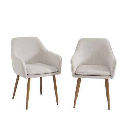 Lot de 2 fauteuils KALLItissu écru pieds métal finition bois