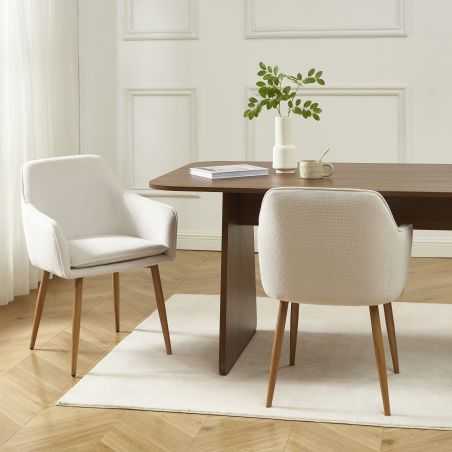 Lot de 2 fauteuils KALLItissu écru pieds métal finition bois