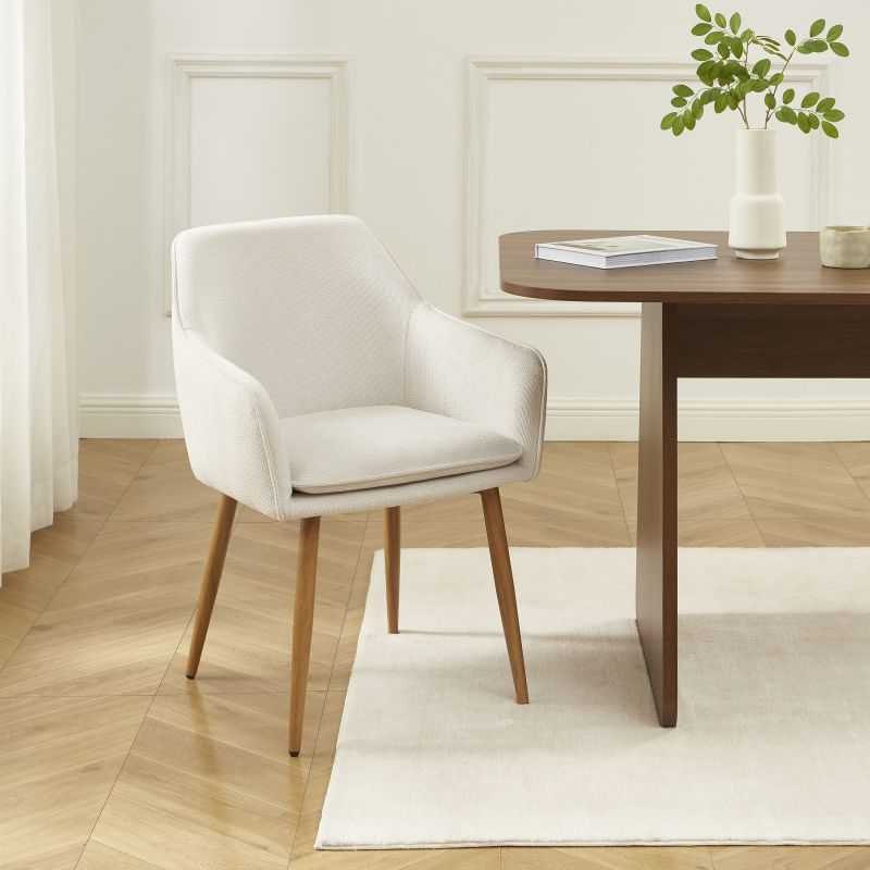 Lot de 2 fauteuils KALLItissu écru pieds métal finition bois