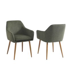 Lot de 2 fauteuils KALLI tissu vert pieds métal finition bois