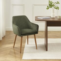 Lot de 2 fauteuils KALLI tissu vert pieds métal finition bois