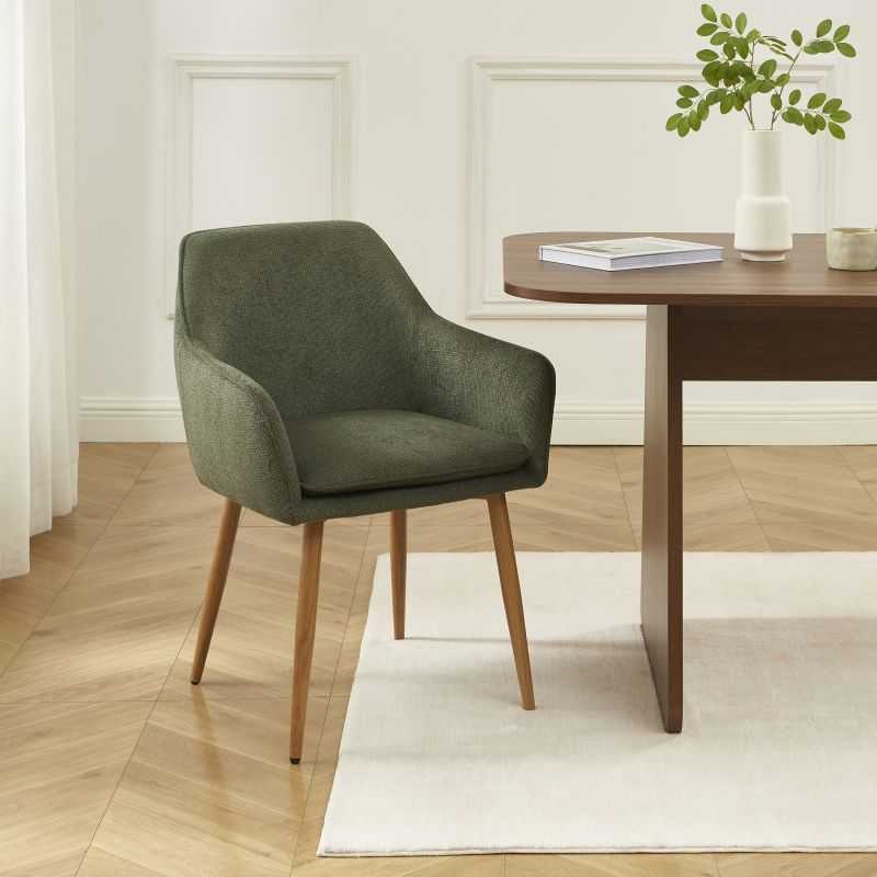 Lot de 2 fauteuils KALLI tissu vert pieds métal finition bois