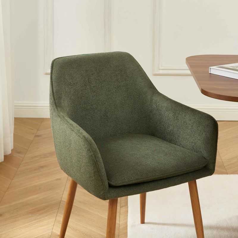 Lot de 2 fauteuils KALLI tissu vert pieds métal finition bois