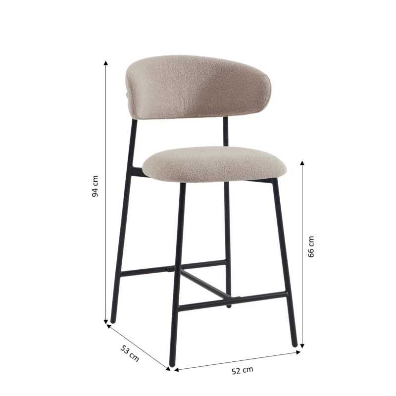 Lot de 2 tabourets GALLY tissu grège